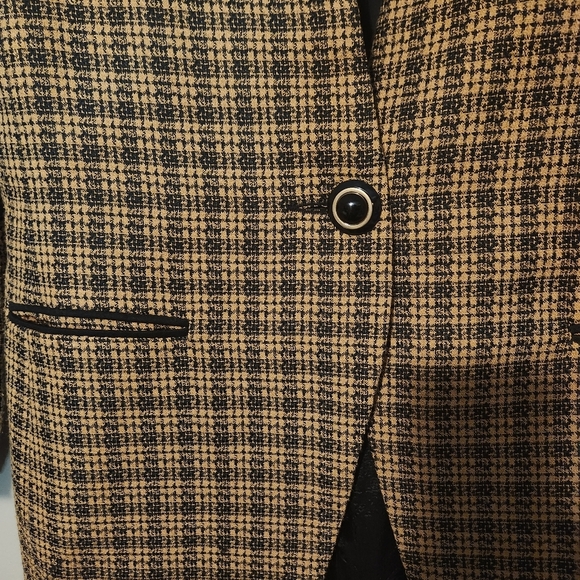 Vintage Suit Club Womens 60% Rayon Blazer Brown And Black Size M/L - Picture 2 of 5